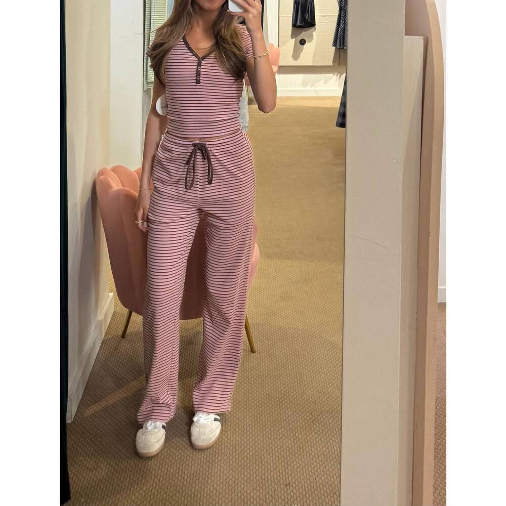 NEW BAILEY ROSE the arlo stripe tie waist wide leg pant in pink